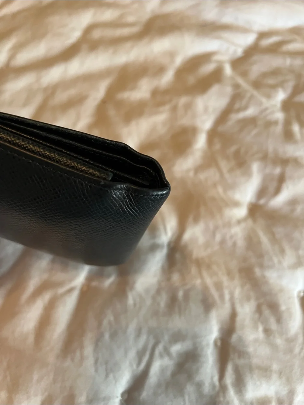 ✨Louis Vuitton Black Textured Leather Wallet with Subtle LV Stamp✨
